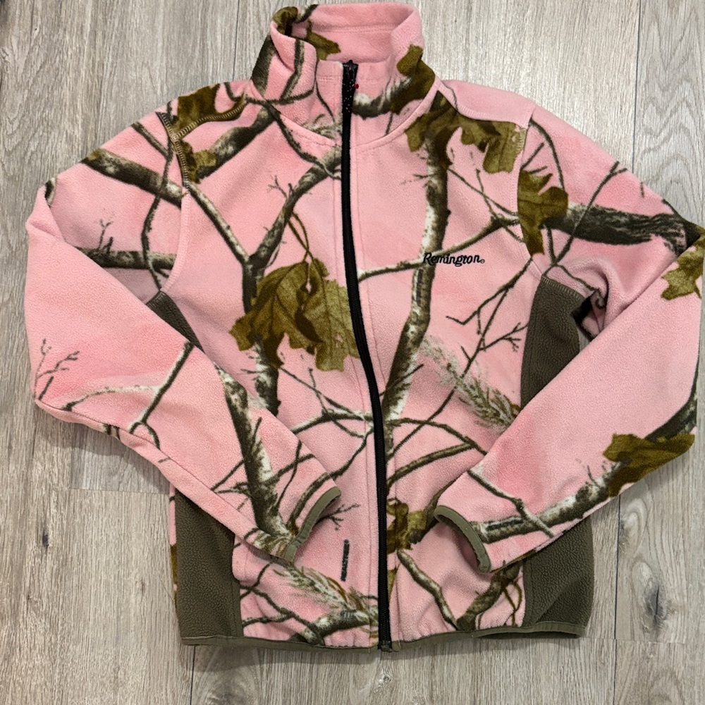 Pink and Brown Camouflage Fleece Jacket